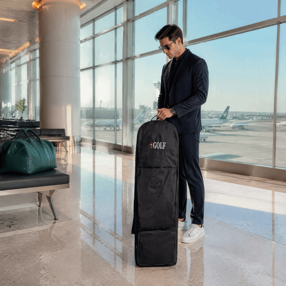 Foldable Rolling Luggage Bag - Bolsa de golfe preta para viagem,