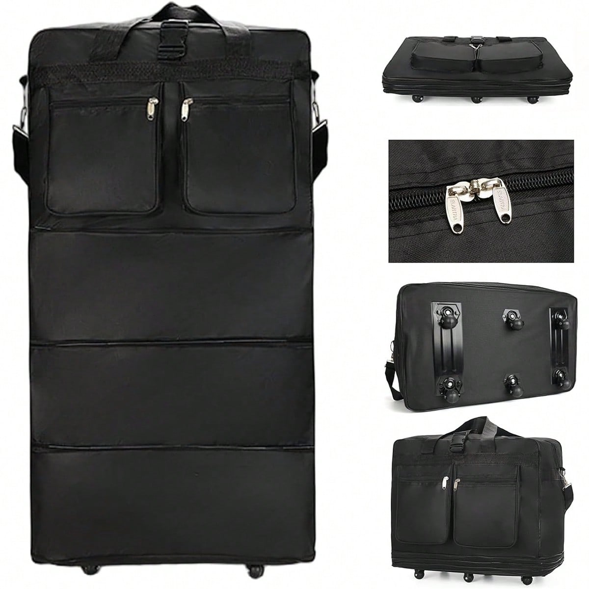 Mala de viagem preta com rodin - Foldable Rolling Luggage Bag avaliação e preço